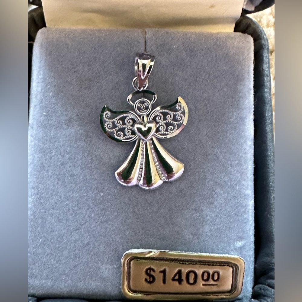 Elegant 14k white gold Angel Pendant